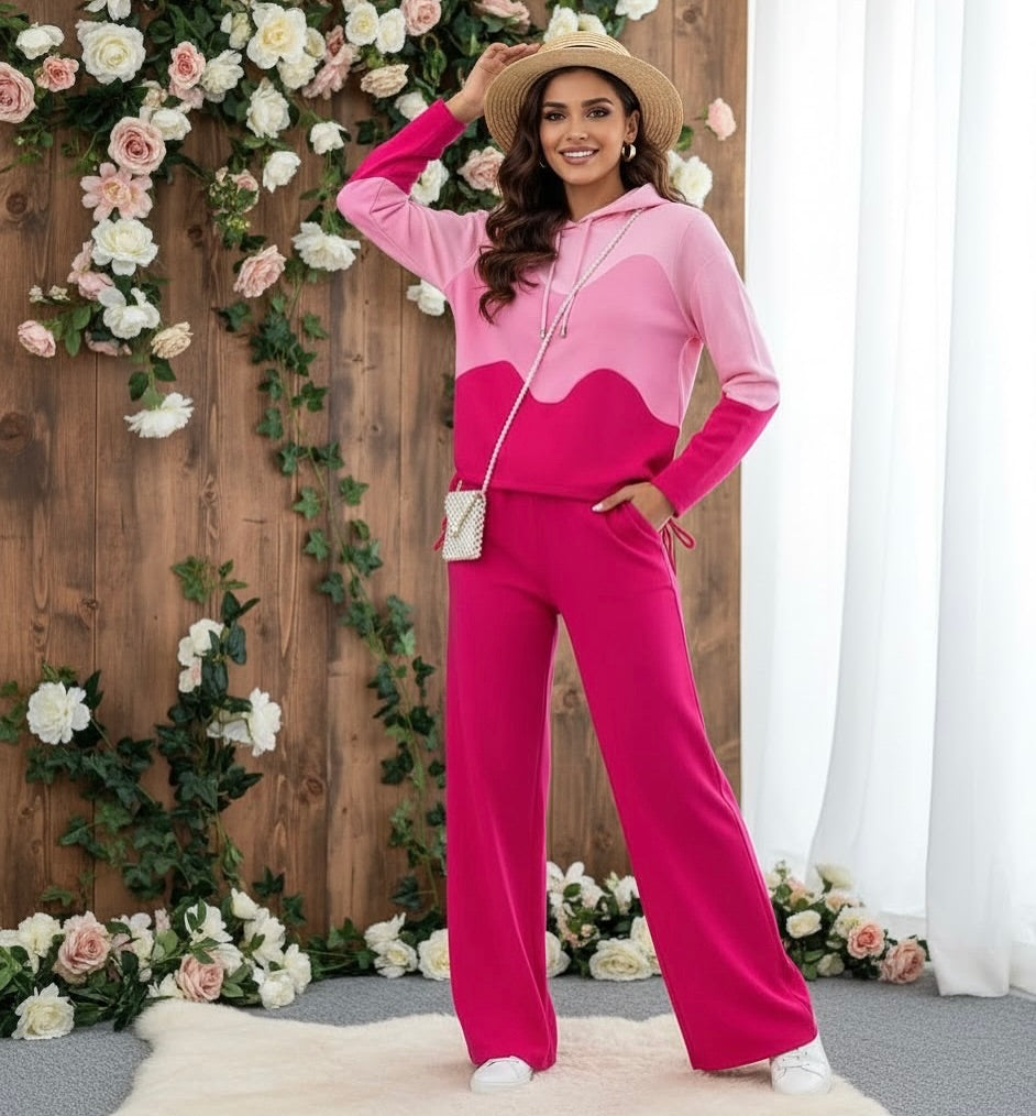 Wavy Knitted Hoodie Coord Set