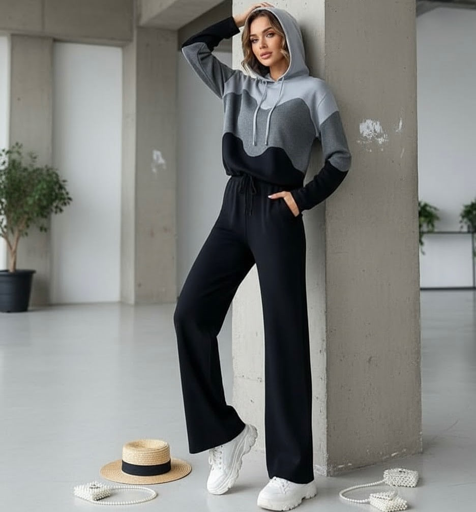 Wavy Knitted Hoodie Coord Set