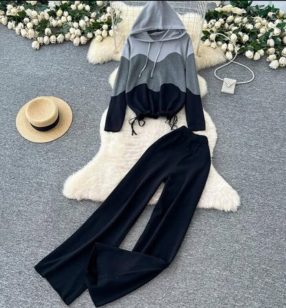 Wavy Knitted Hoodie Coord Set
