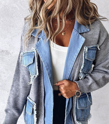 Zavi Denim Patchwork Cardigan