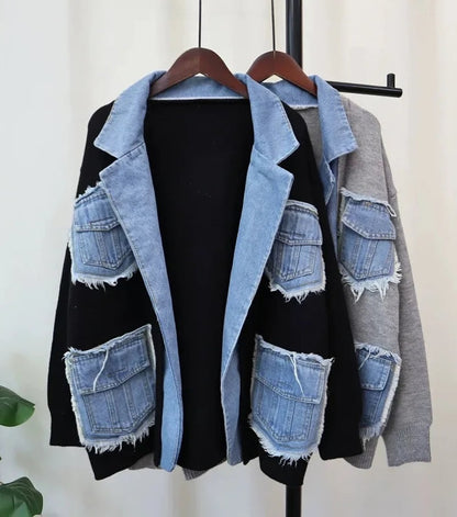 Zavi Denim Patchwork Cardigan