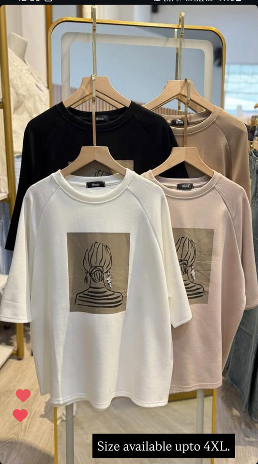 Girl in Bun Studded Tshirt Top