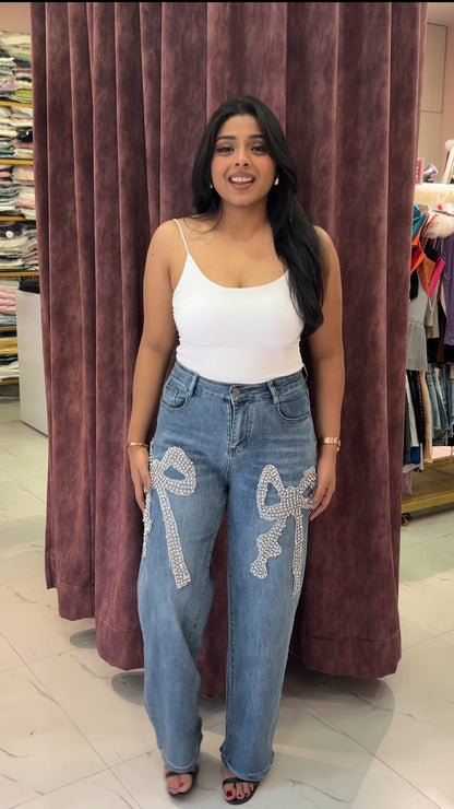 Studded Bow Denim Jean